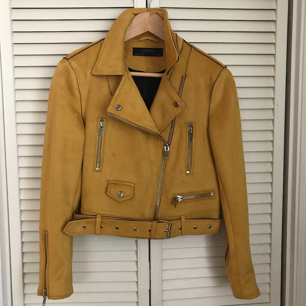 COPY - Zara Mustard/Yellow Suede Biker Jacket